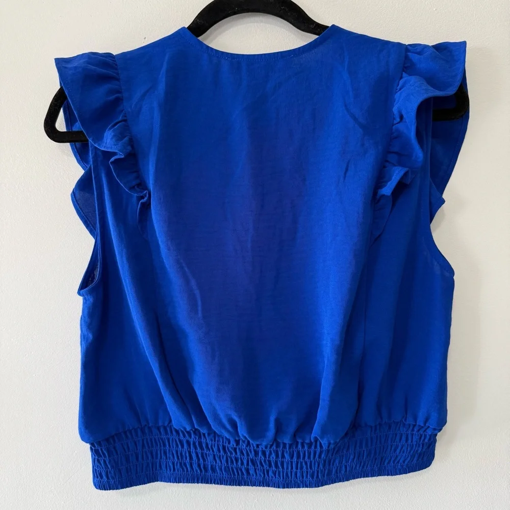 Monteau Royal Blue Ruffled Blouse - Picture 3 of 3